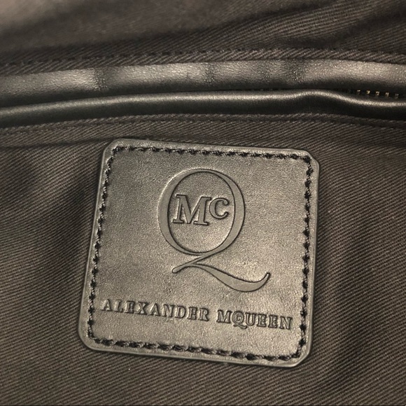 Alexander McQueen Leather Canvas Houndstooth Large Tote Crossbody - Picture 10 of 14